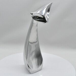 Vintage Richard Myklebust Modernist Nambé Alloy Cat Sculpture